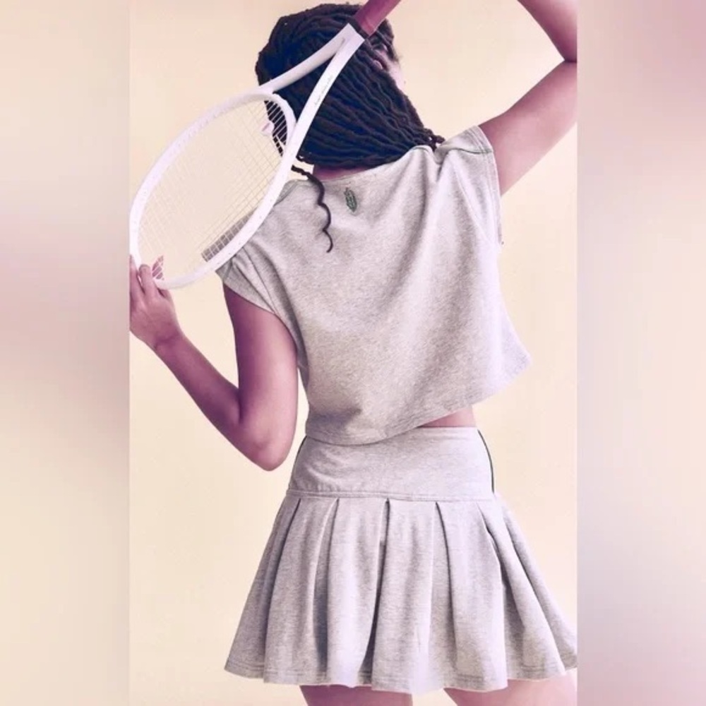 NEW SET! Free People Movement HOME BASE Cap-Sleeve Top Skirt Set GRAY Size SMALL - Picture 6 of 16
